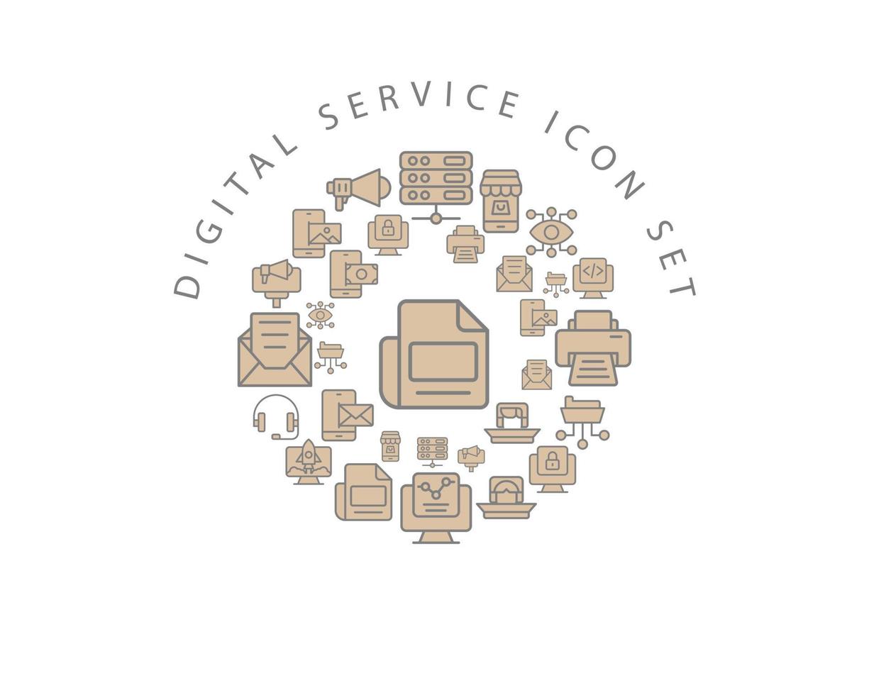 Digital service icon set design on white background. vector