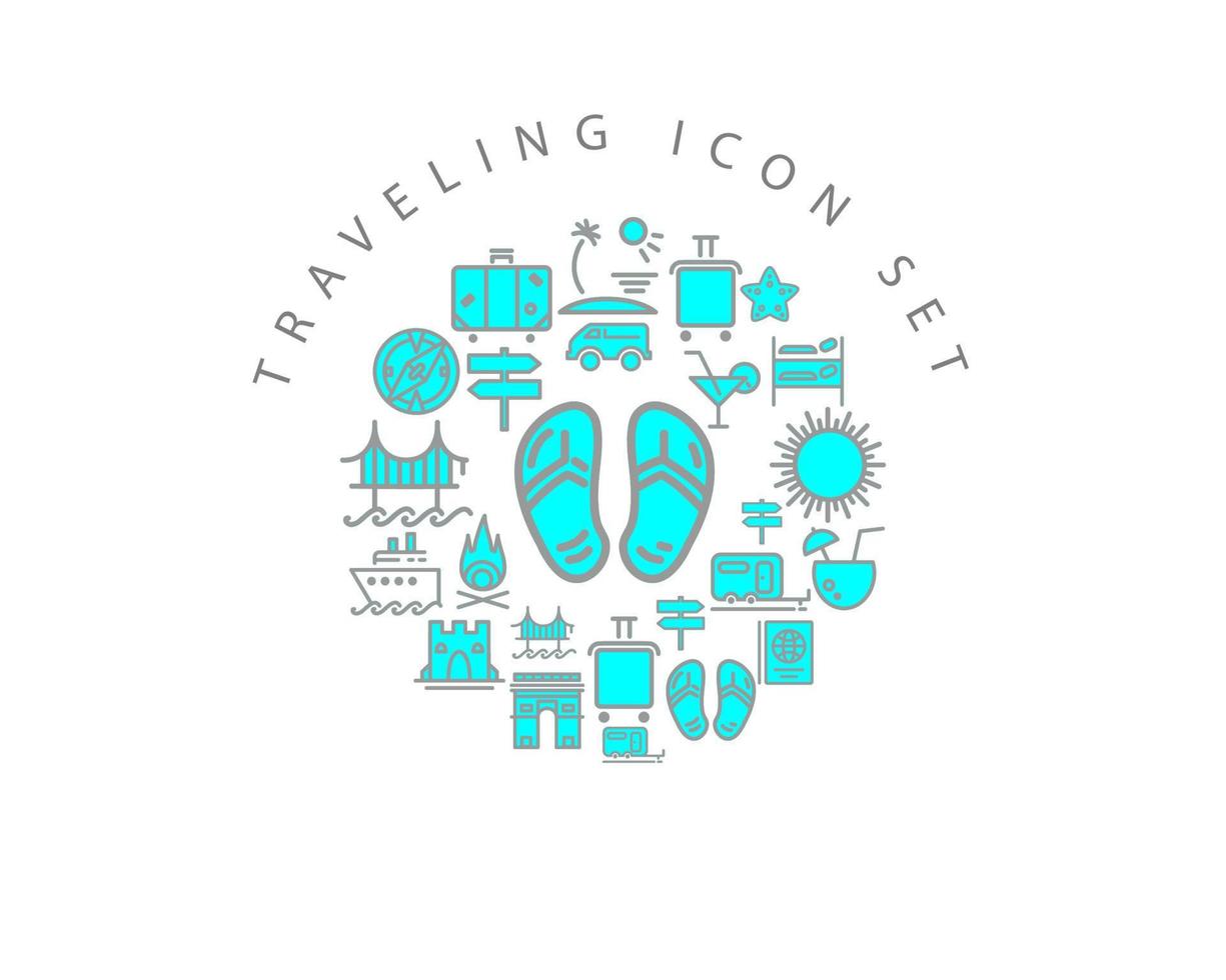 Traveling icon set design on white background. vector