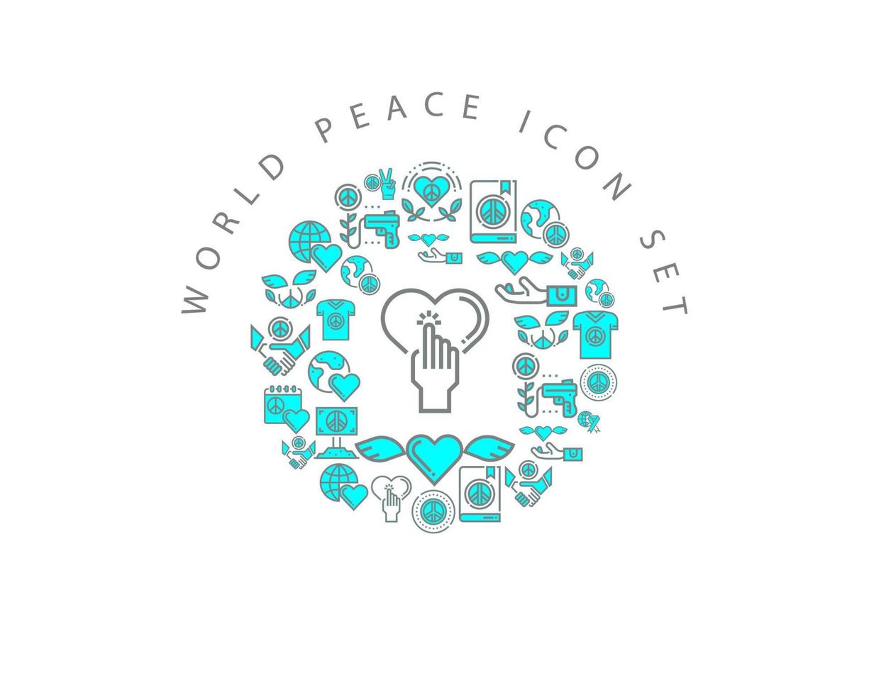 diseño de conjunto de iconos de paz mundial sobre fondo blanco. vector