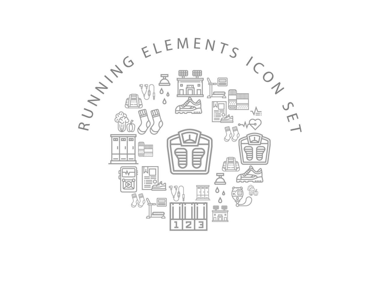 Running elements icon set design on white background. vector