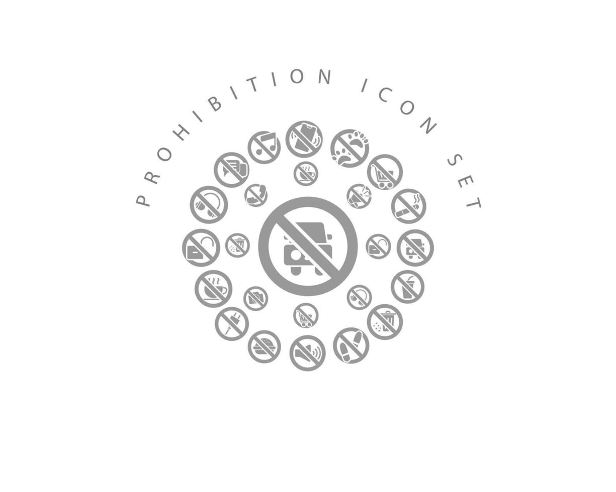 Prohibition icon set design on white background. vector