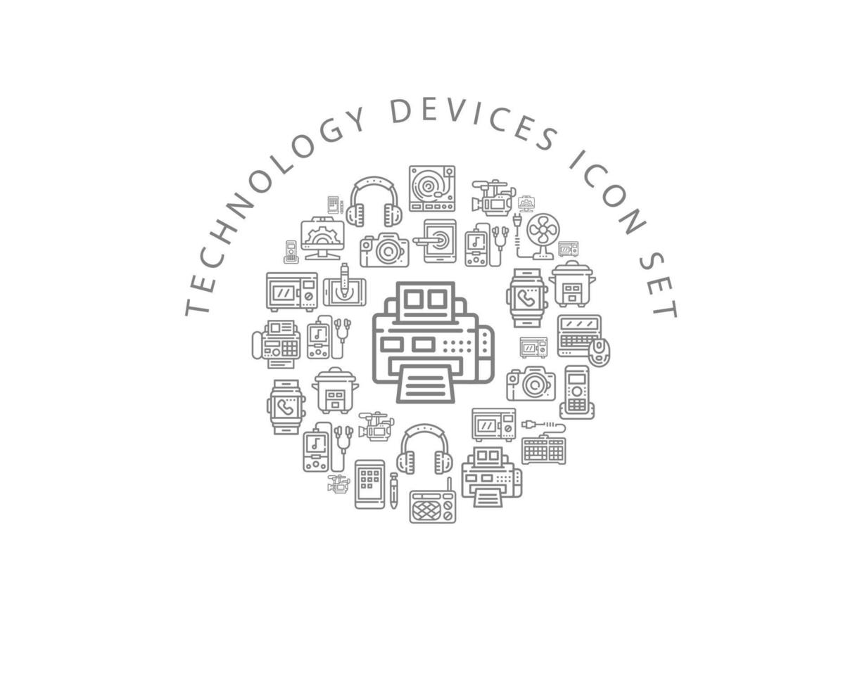 Technology  device icon set  design on white background. vector