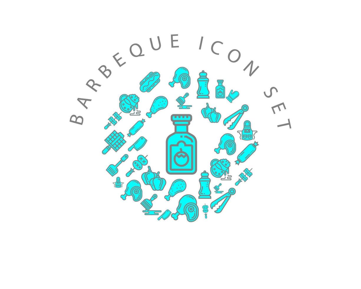 Barbeque icon set design on white background. vector