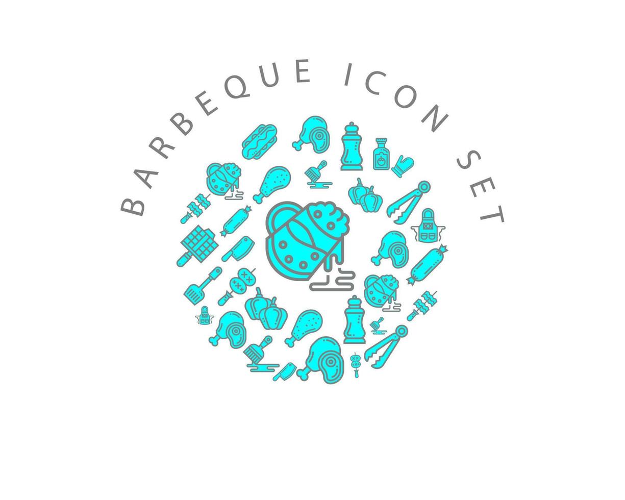 Barbeque icon set design on white background. vector