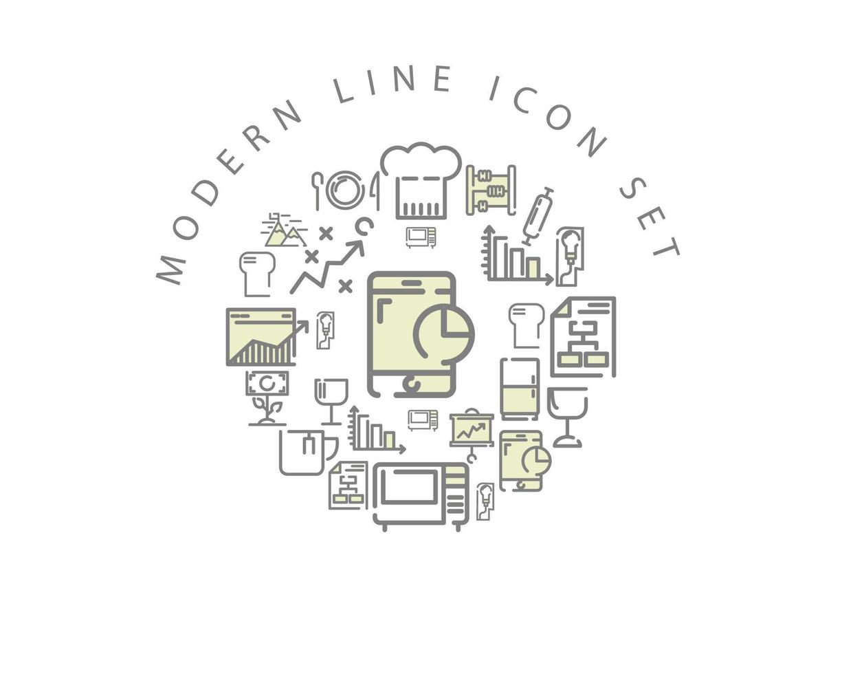 Modern line icon set design on white background icon set design on white background vector