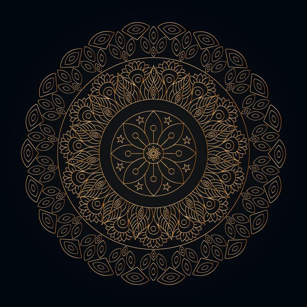 mandala vector logo ,icon illustration ,  Elegant Ornamental , tattoo design oriental or indian, islamic mysterious hand drawn ornament for meditation or yoga vector illustration. Black and gold color