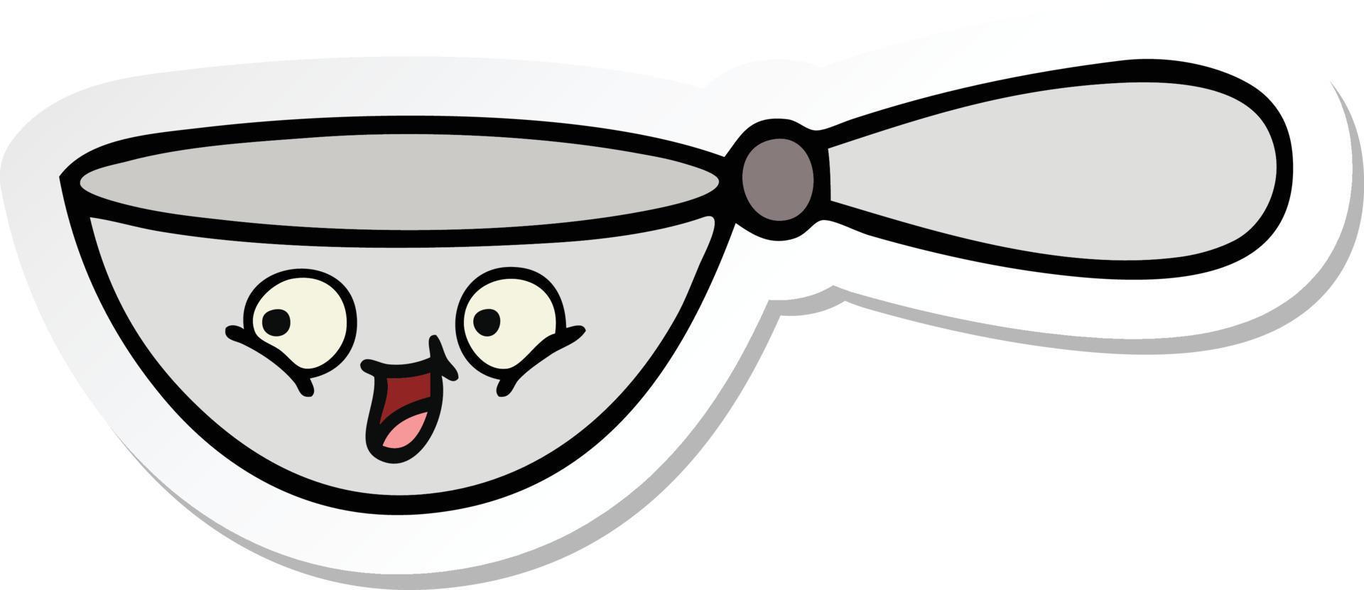 sticker of a cute cartoon measuring spoon vector