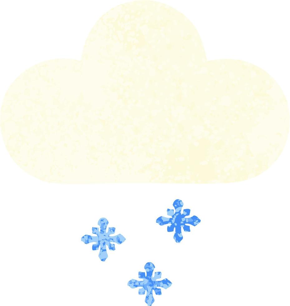 retro illustration style cartoon snow cloud vector