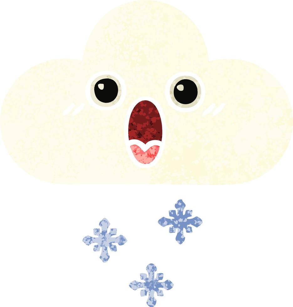 nube de nieve de dibujos animados de estilo de ilustración retro vector