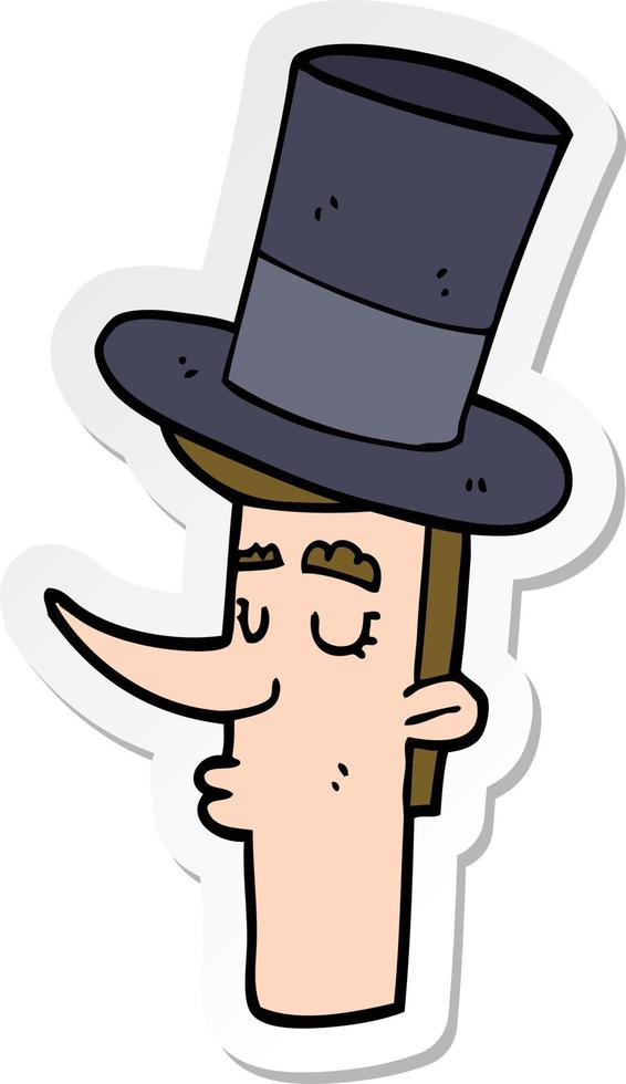 sticker of a cartoon man wearing top hat vector