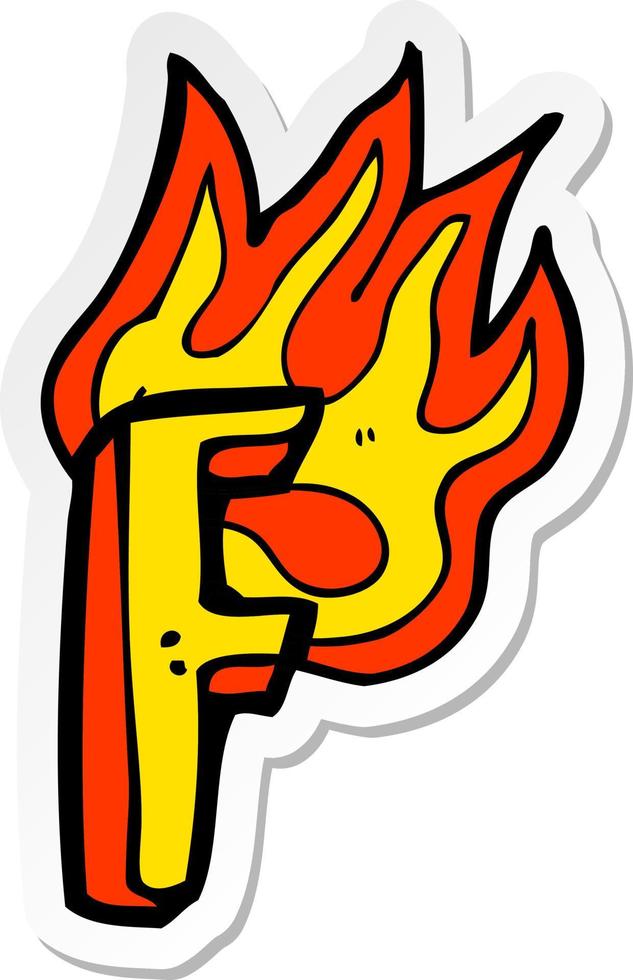sticker of a cartoon flaming letter vector