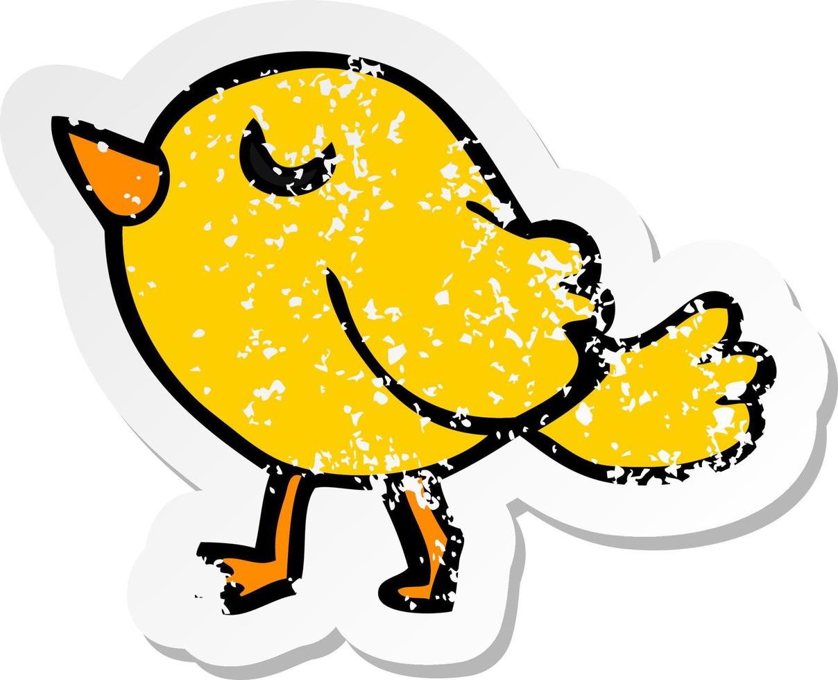 retro distressed sticker of a cartoon bird vector