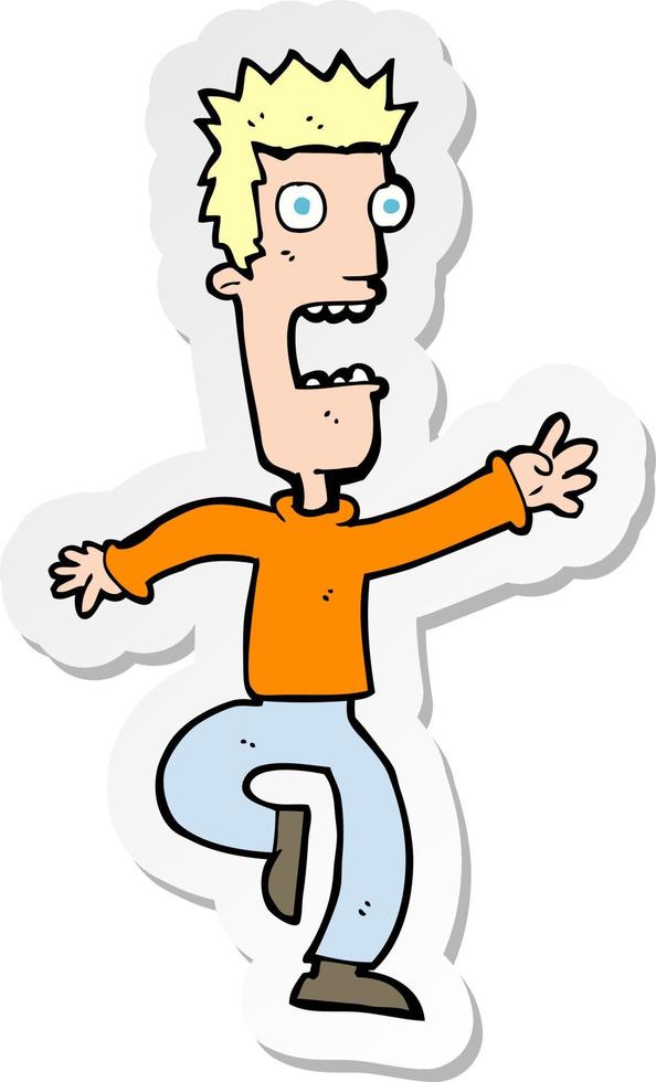 sticker of a cartoon shrieking man vector