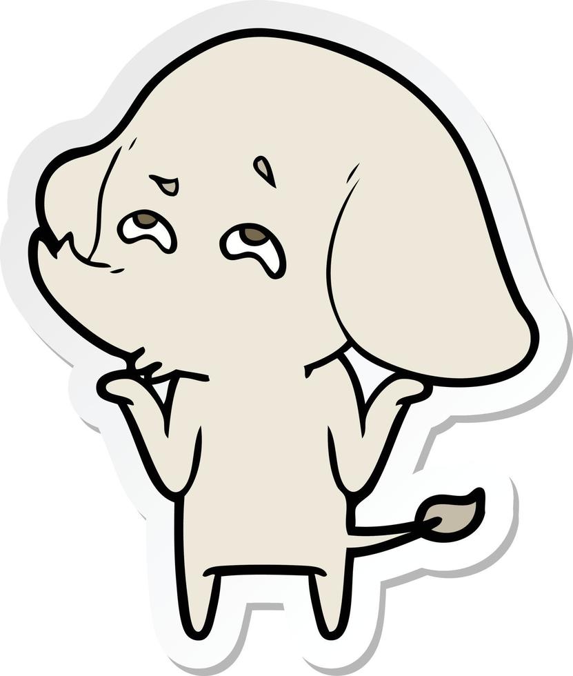 sticker of a cartoon elephant remembering vector