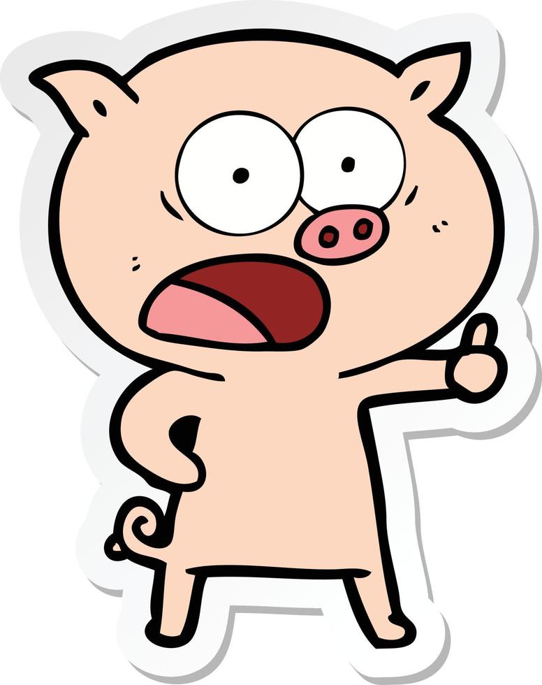 pegatina de un cerdo de dibujos animados gritando vector