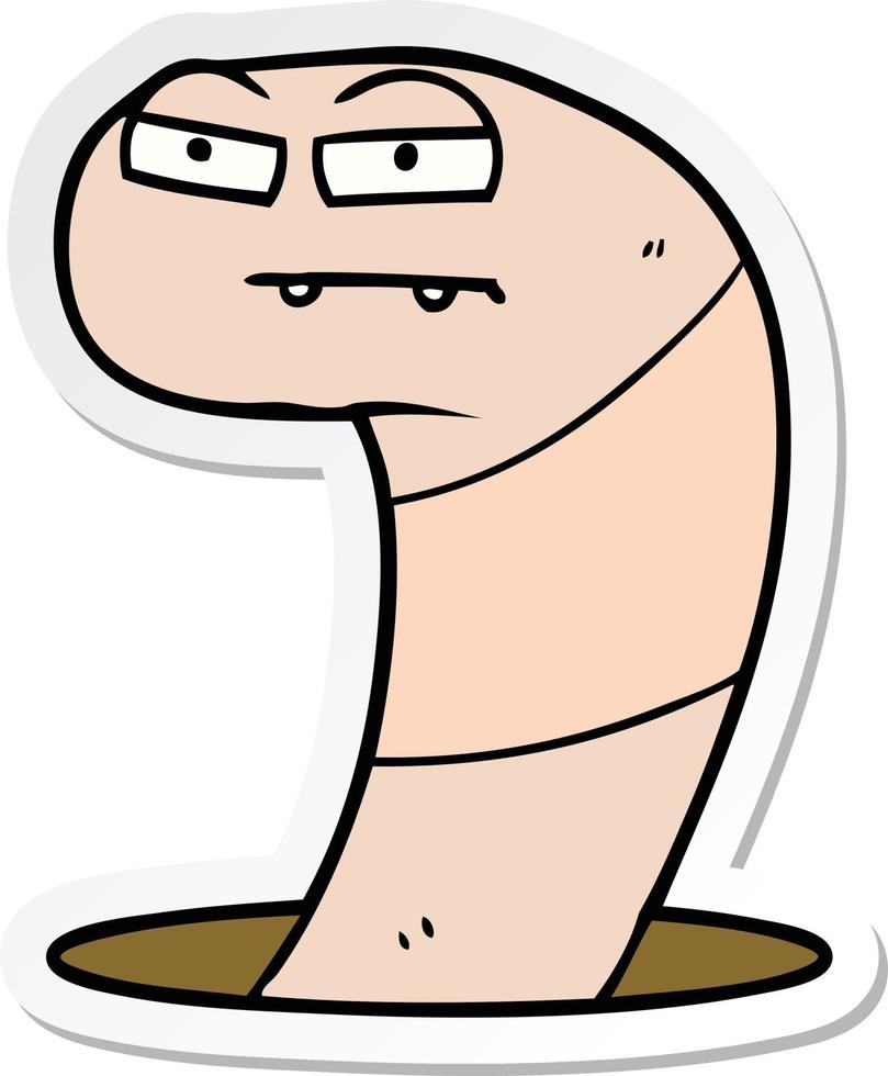 sticker of a cartoon worm vector