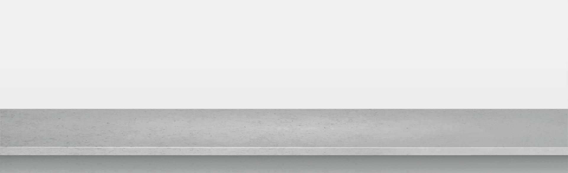 Gray concrete stone countertop on white panoramic background, promotional web template - Vector