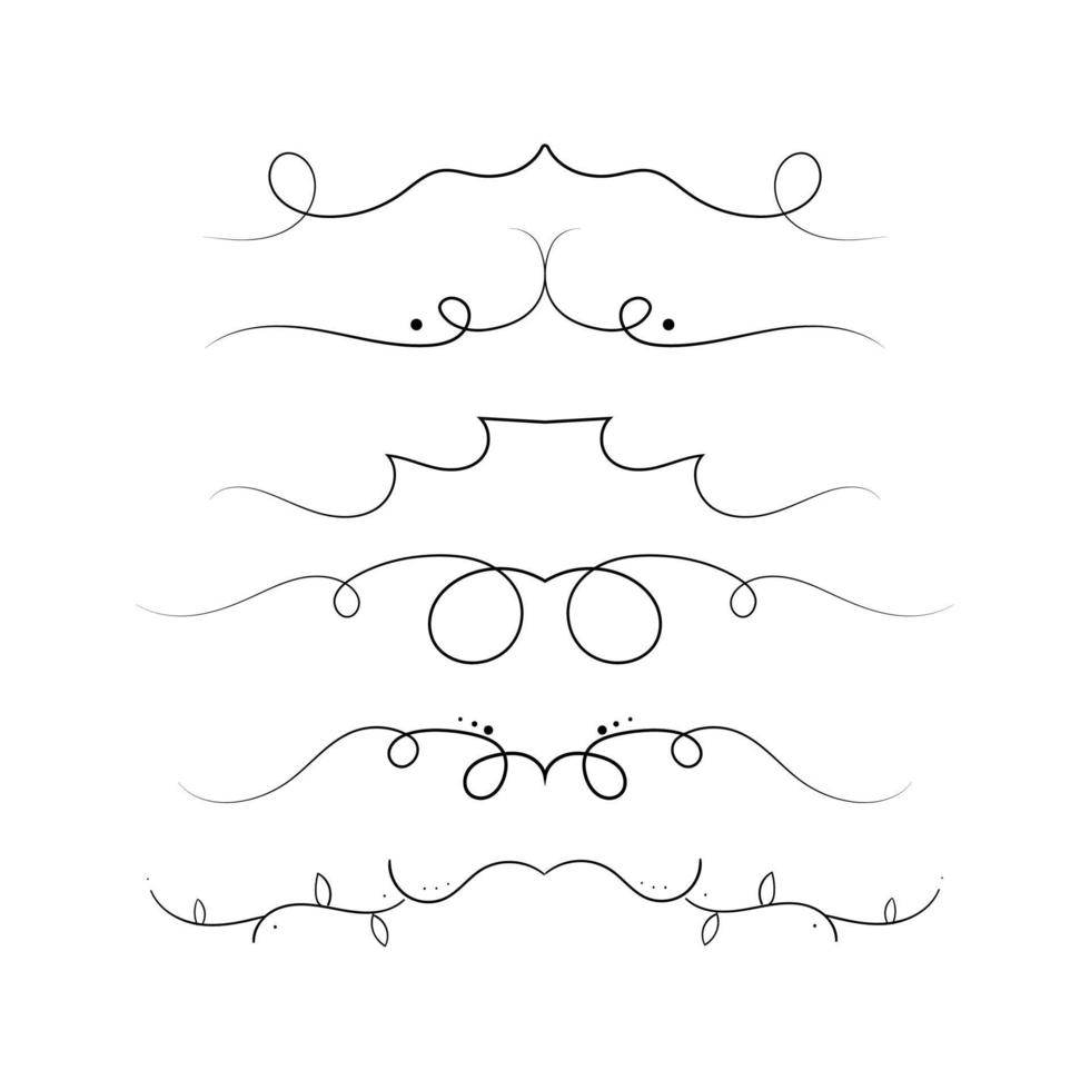 Set of black lines ornaments, frames for illustrations on a white background - Vector