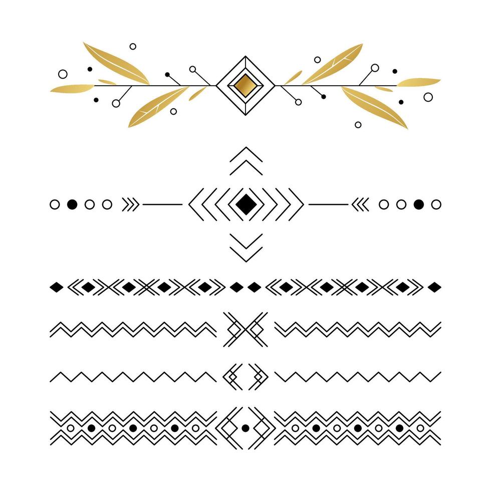 Set of black and gold ornaments, frames for illustrations on a white background - Vector