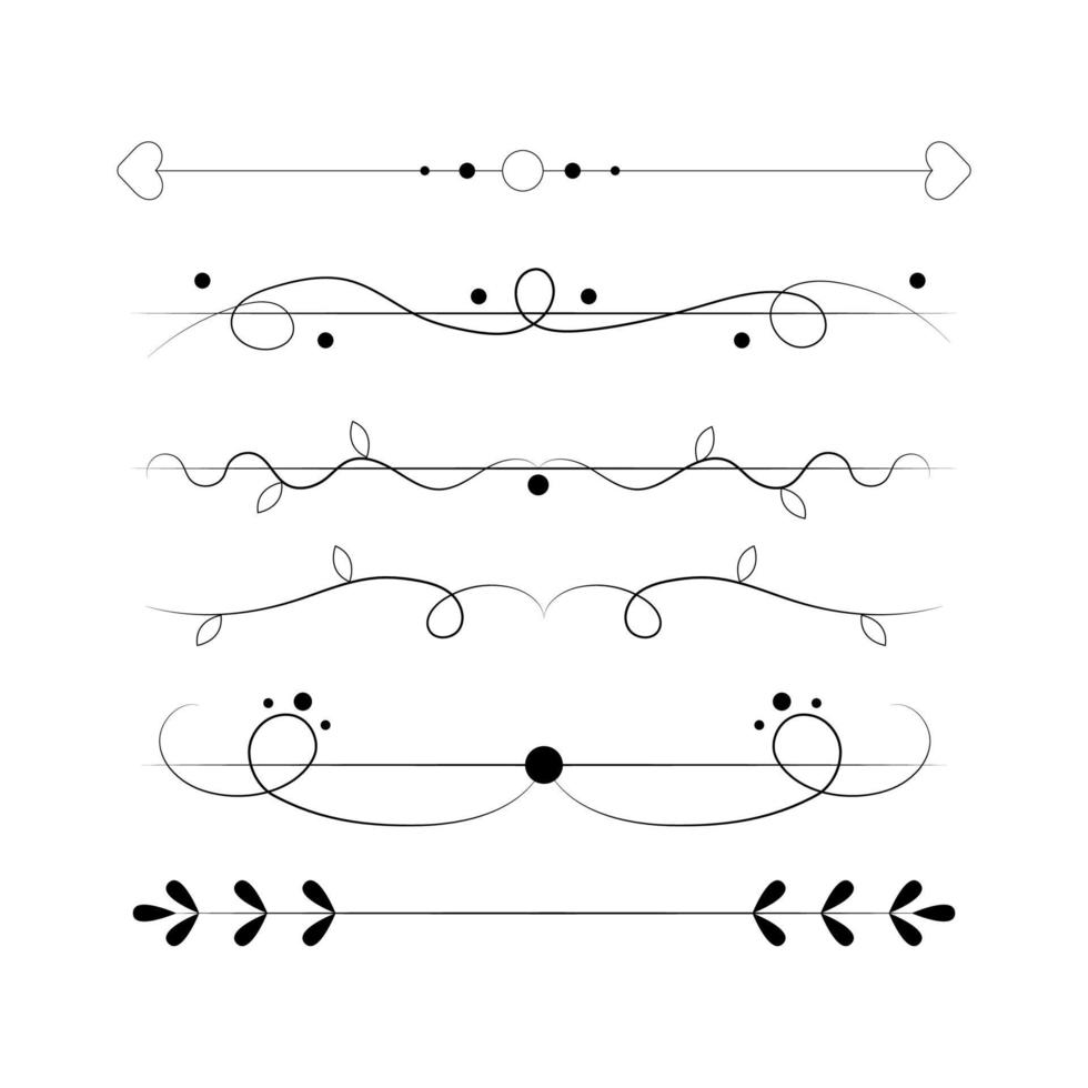 Set of black lines ornaments, frames for illustrations on a white background - Vector