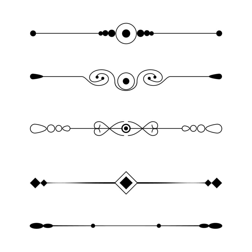conjunto de adornos de líneas negras, marcos para ilustraciones sobre un fondo blanco - vector
