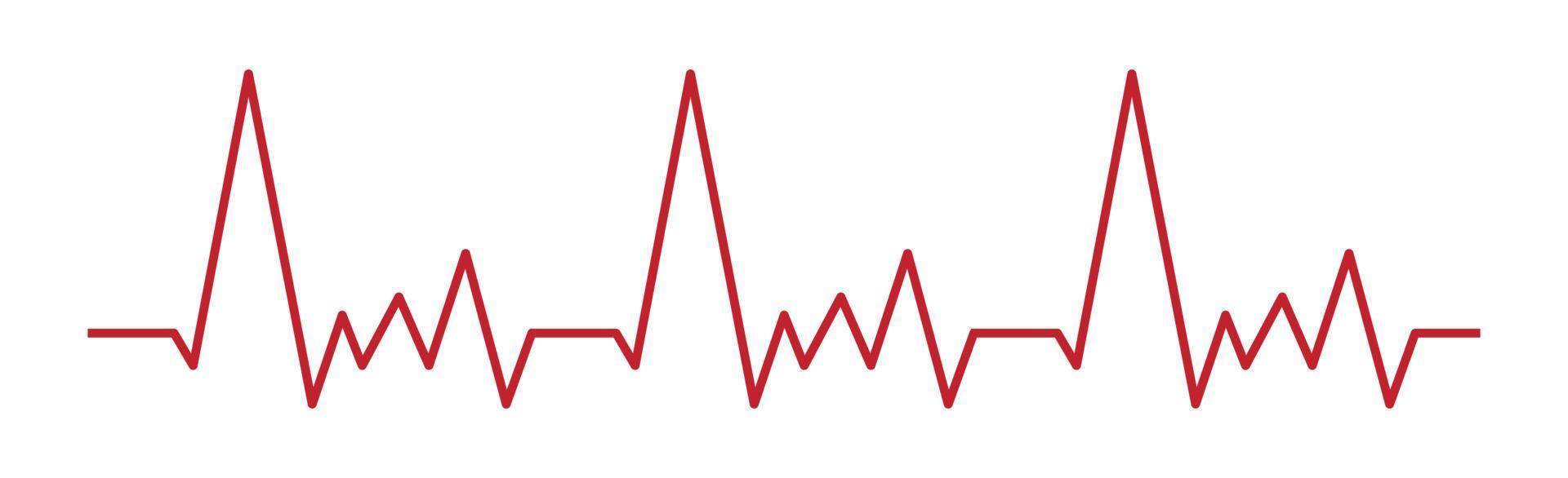 Heart pulse - curved red line on white background, medical tests - Vector