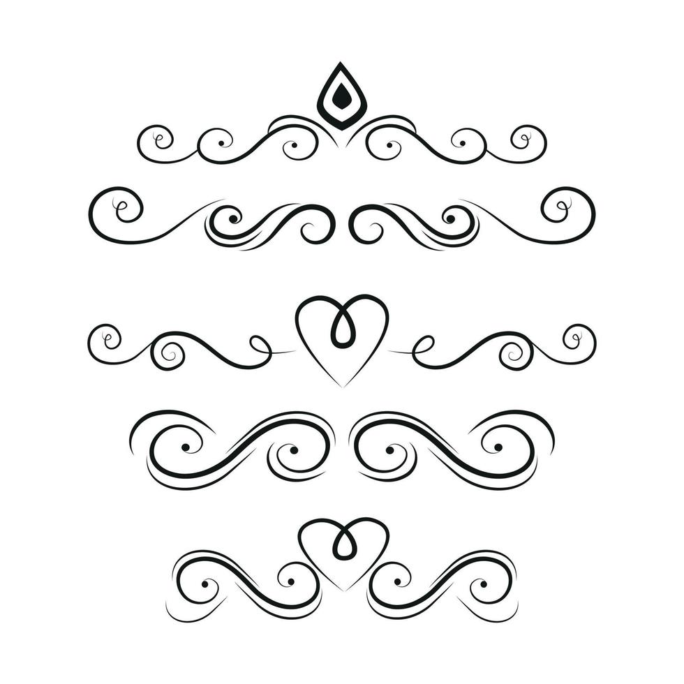 Set of black lines ornaments, frames for illustrations on a white background - Vector