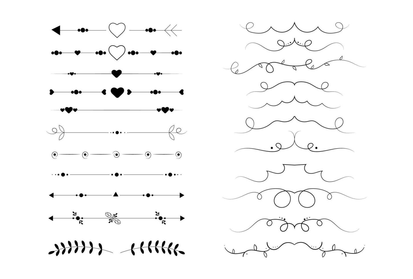 Set of black lines ornaments, frames for illustrations on a white background - Vector