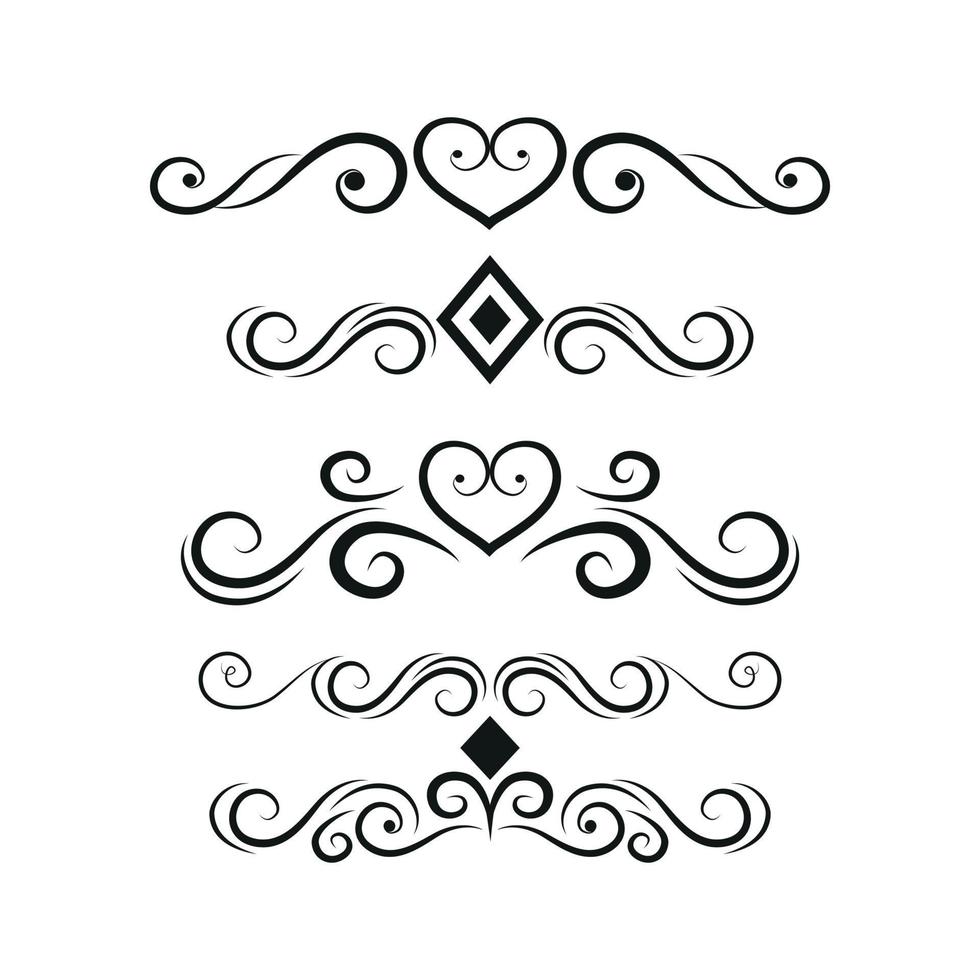 Set of black lines ornaments, frames for illustrations on a white background - Vector