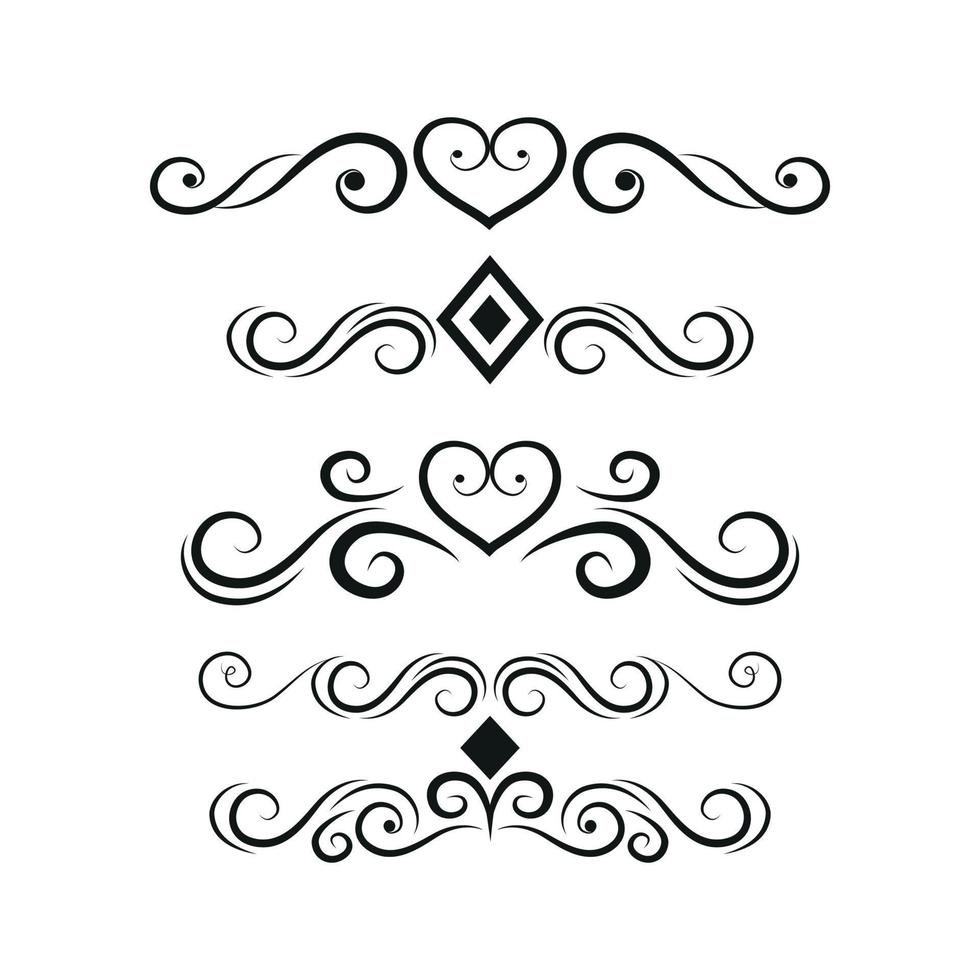 Set of black lines ornaments, frames for illustrations on a white background - Vector