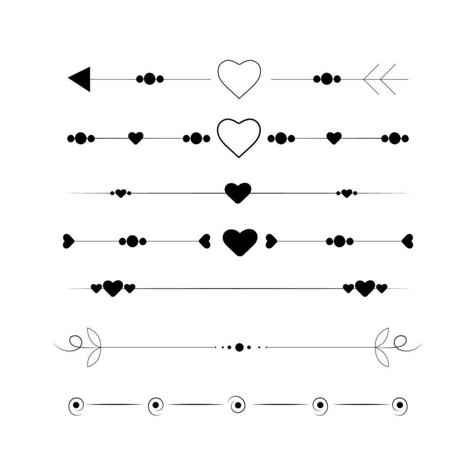 Set of black lines ornaments, frames for illustrations on a white background - Vector