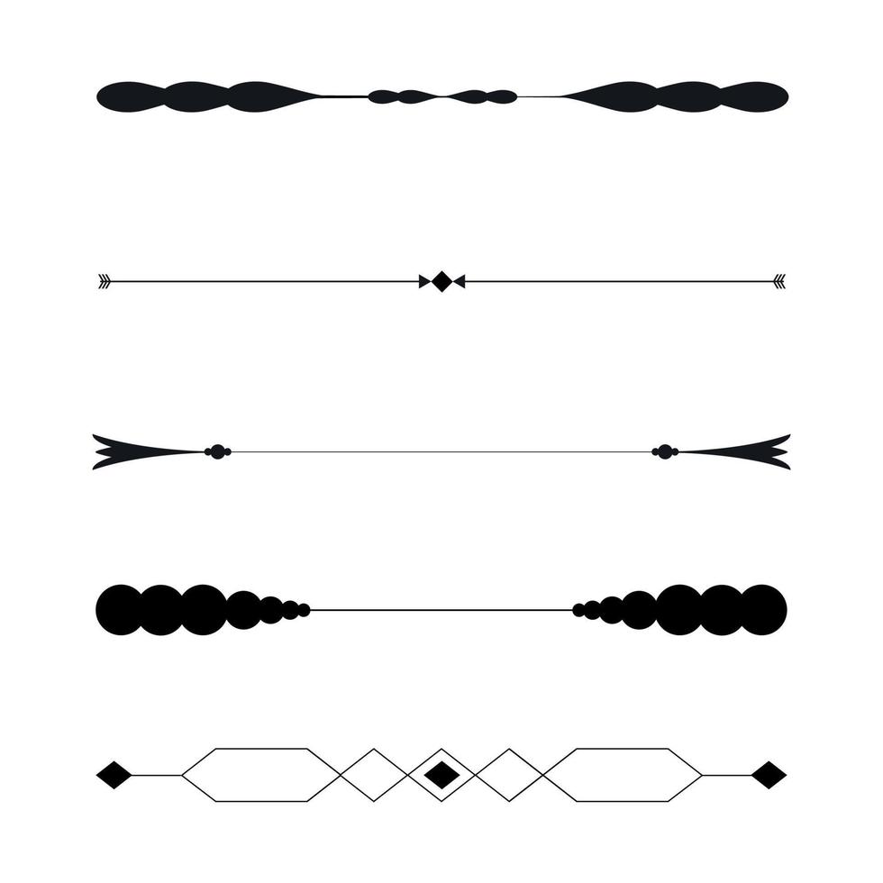 Set of black lines ornaments, frames for illustrations on a white background - Vector