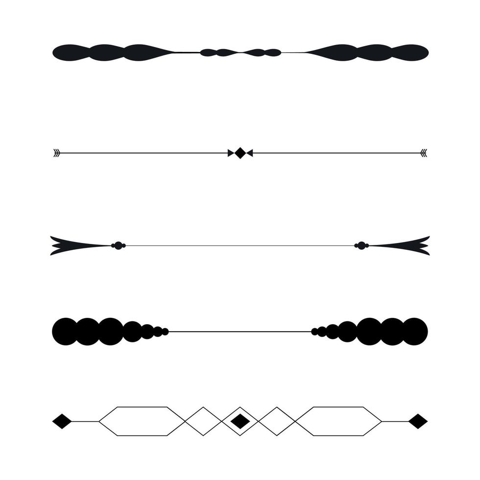 Set of black lines ornaments, frames for illustrations on a white background - Vector