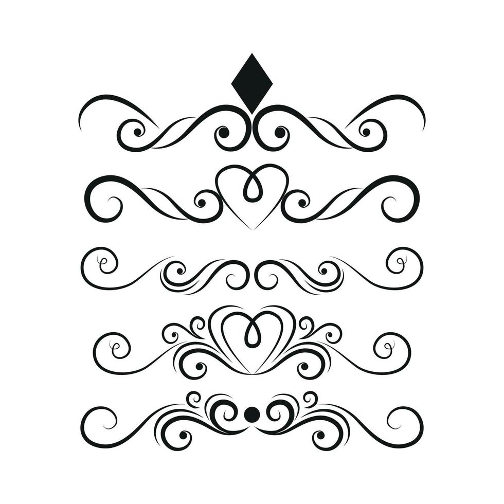 Set of black lines ornaments, frames for illustrations on a white background - Vector