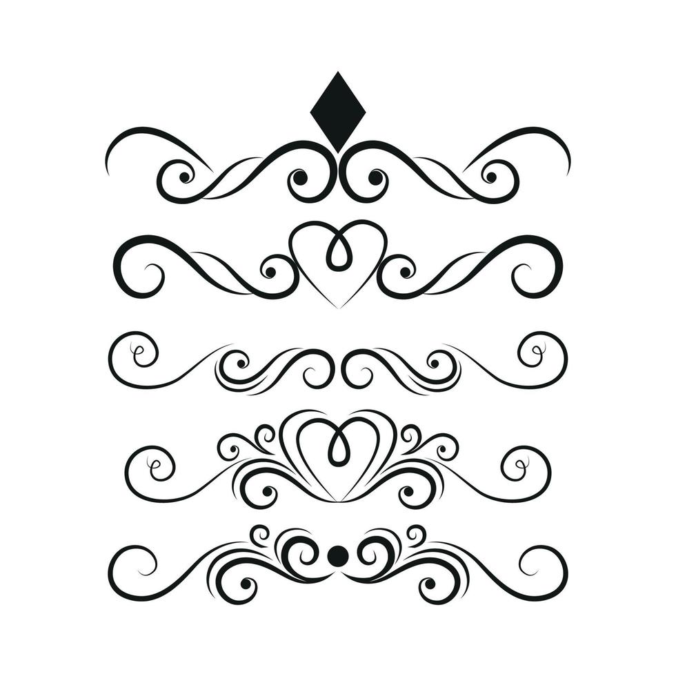 Set of black lines ornaments, frames for illustrations on a white background - Vector