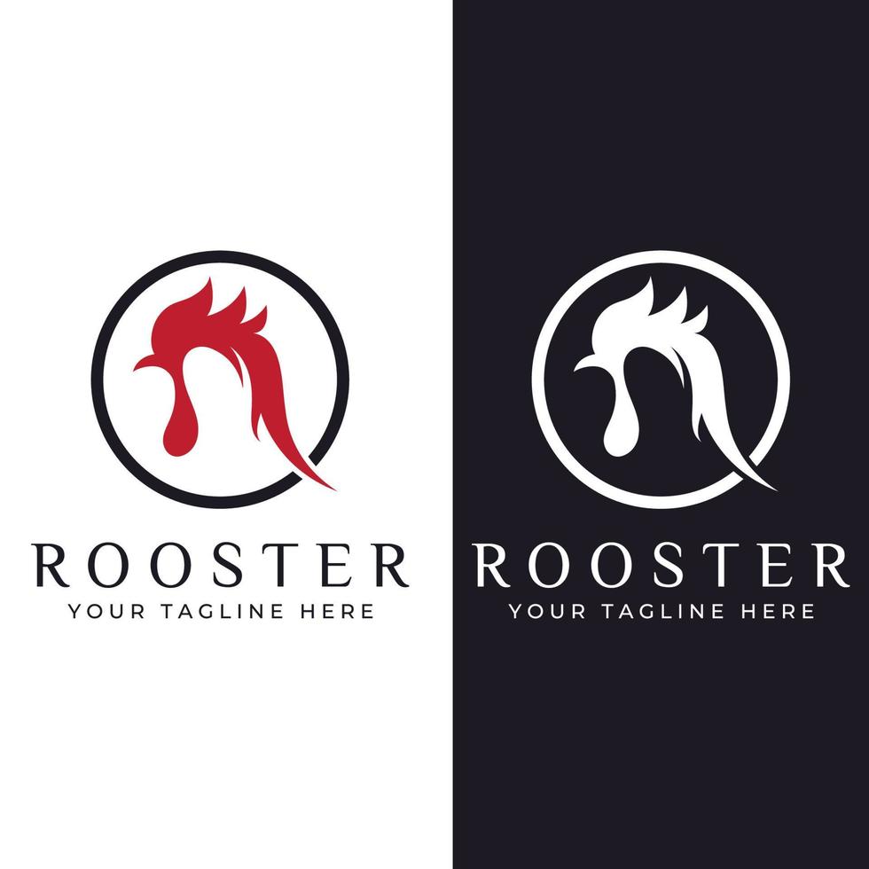 Chicken logo, rooster head logo with fish combination. Logo for company business, restaurant or restaurant or food stall. Using penditan simple vector illustration.