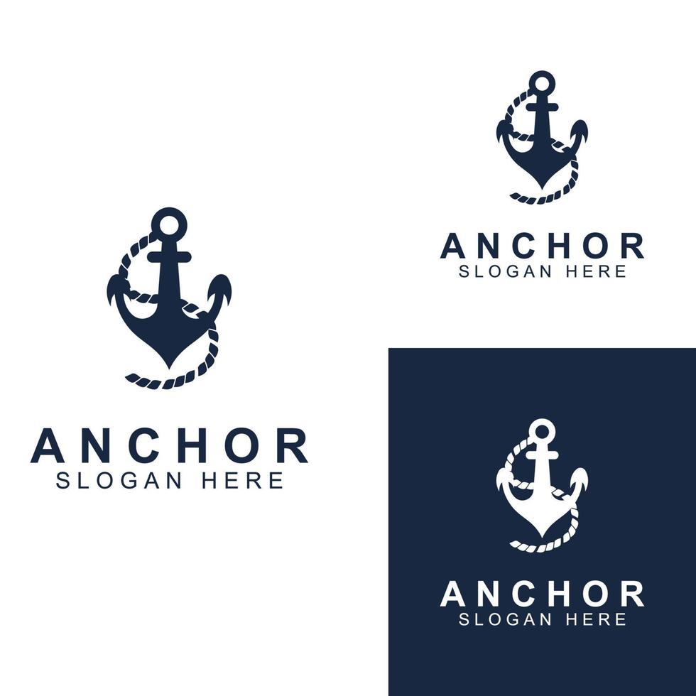 Logo and anchor symbol design vector illustration template.