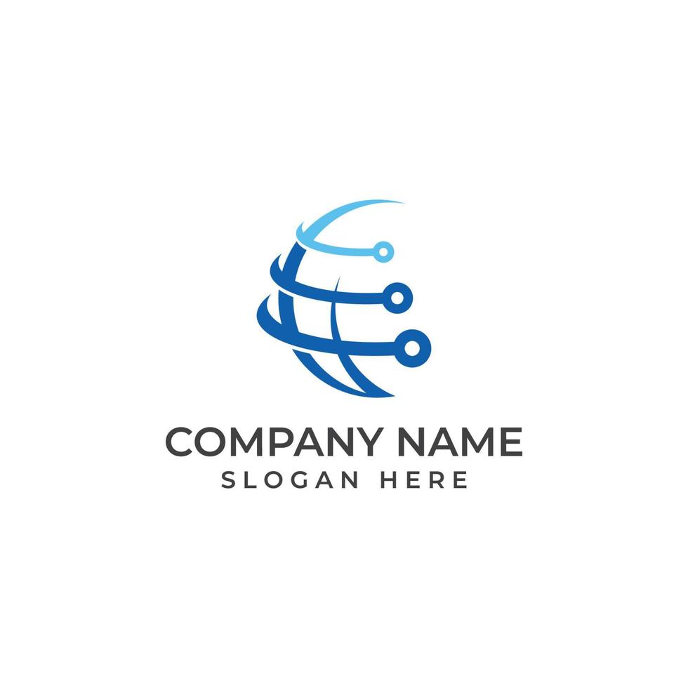 Modern digital tech world logo, global or tech planet, and digital tech protection. Logo with concept vector illustration template.