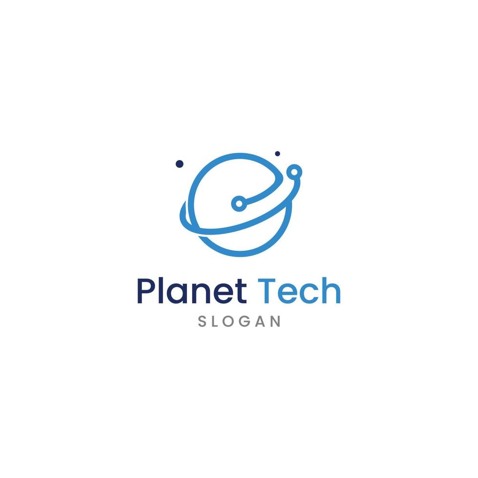 Modern digital tech world logo, global or tech planet, and digital tech protection. Logo with concept vector illustration template.