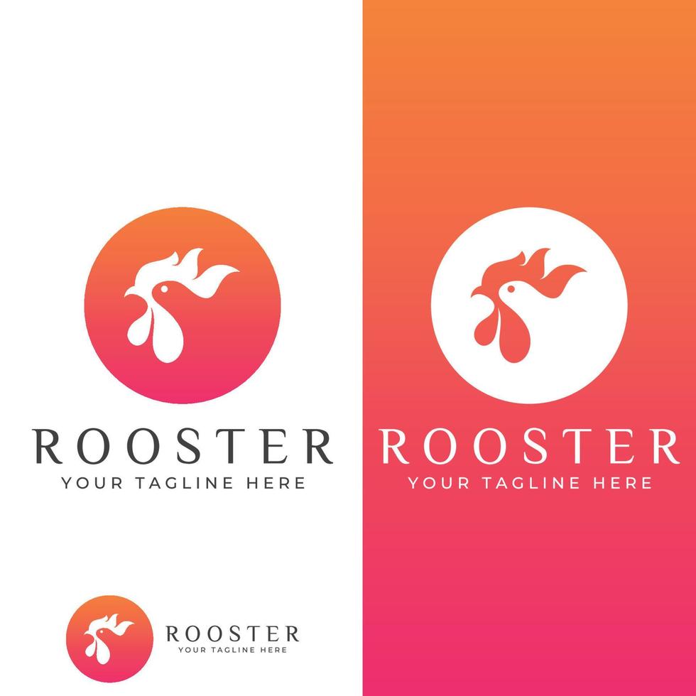 Chicken logo, rooster head logo with fish combination. Logo for company business, restaurant or restaurant or food stall. Using penditan simple vector illustration.