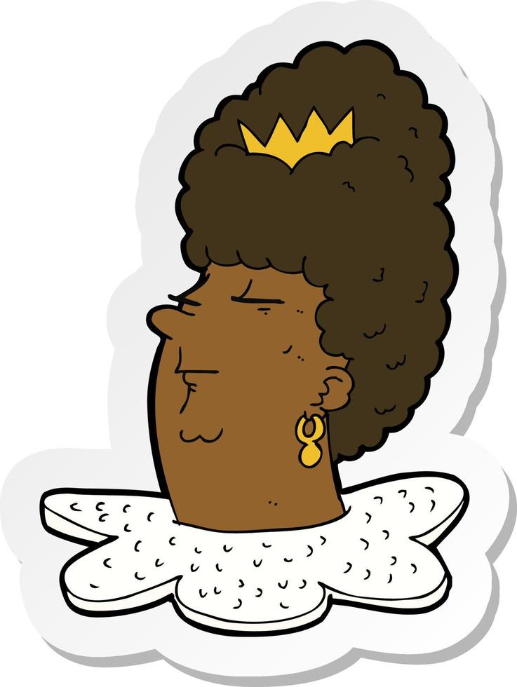 sticker of a cartoon queens head vector