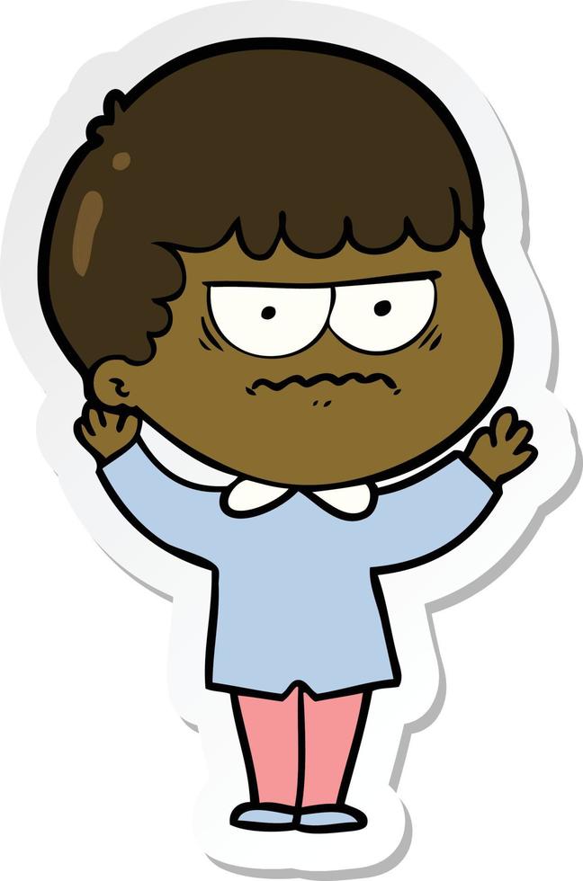 sticker of a cartoon annoyed man vector