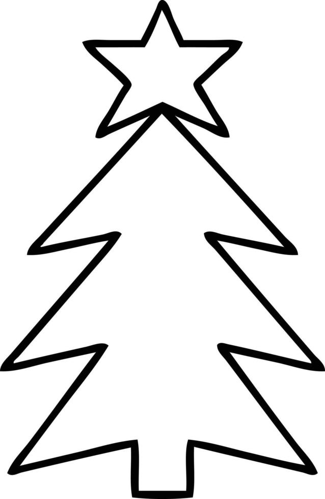 line drawing cartoon christmas tree vector