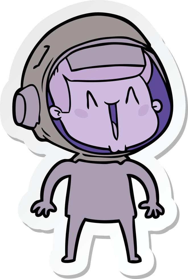 sticker of a happy cartoon astronaut vector