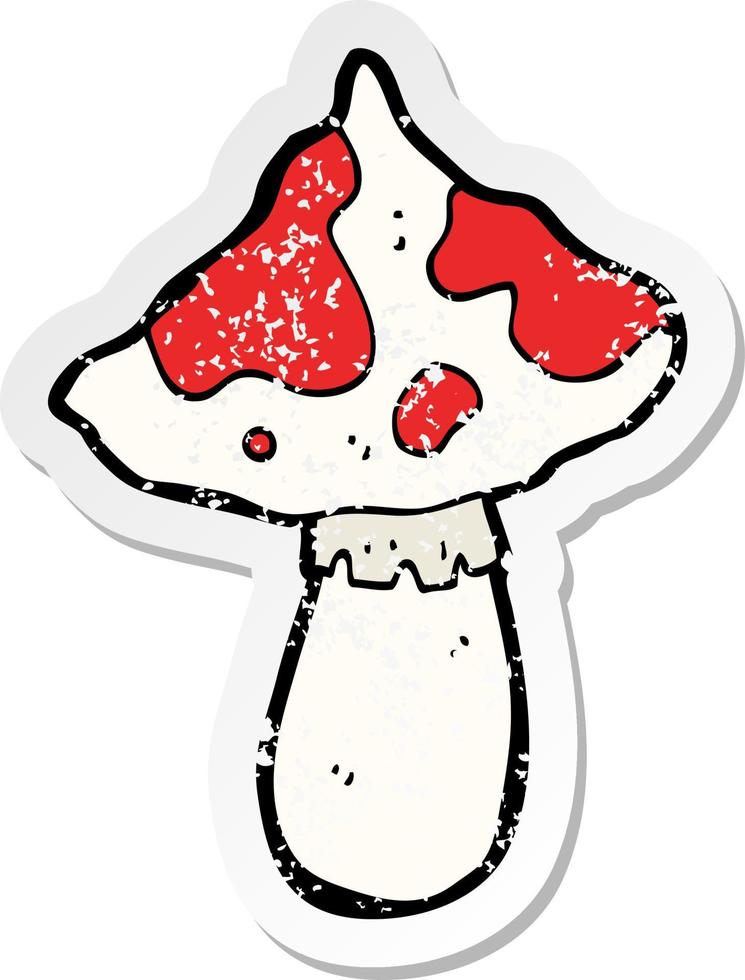 retro distressed sticker of a cartoon toadstool vector
