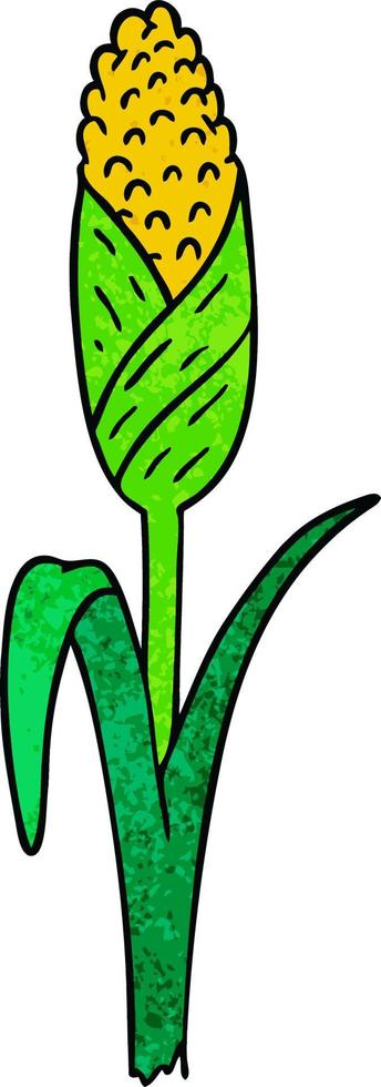 textured cartoon doodle of fresh corn on the cob vector