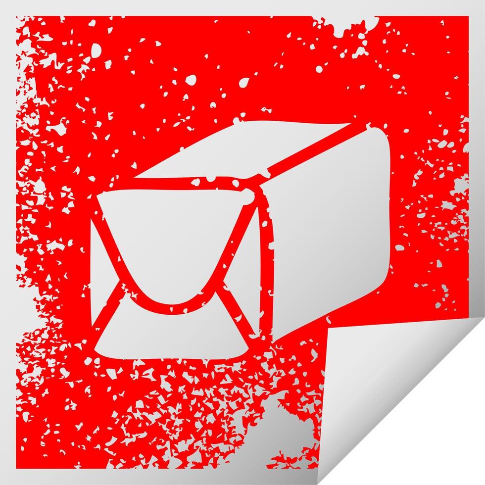 distressed square peeling sticker symbol paper parcel vector