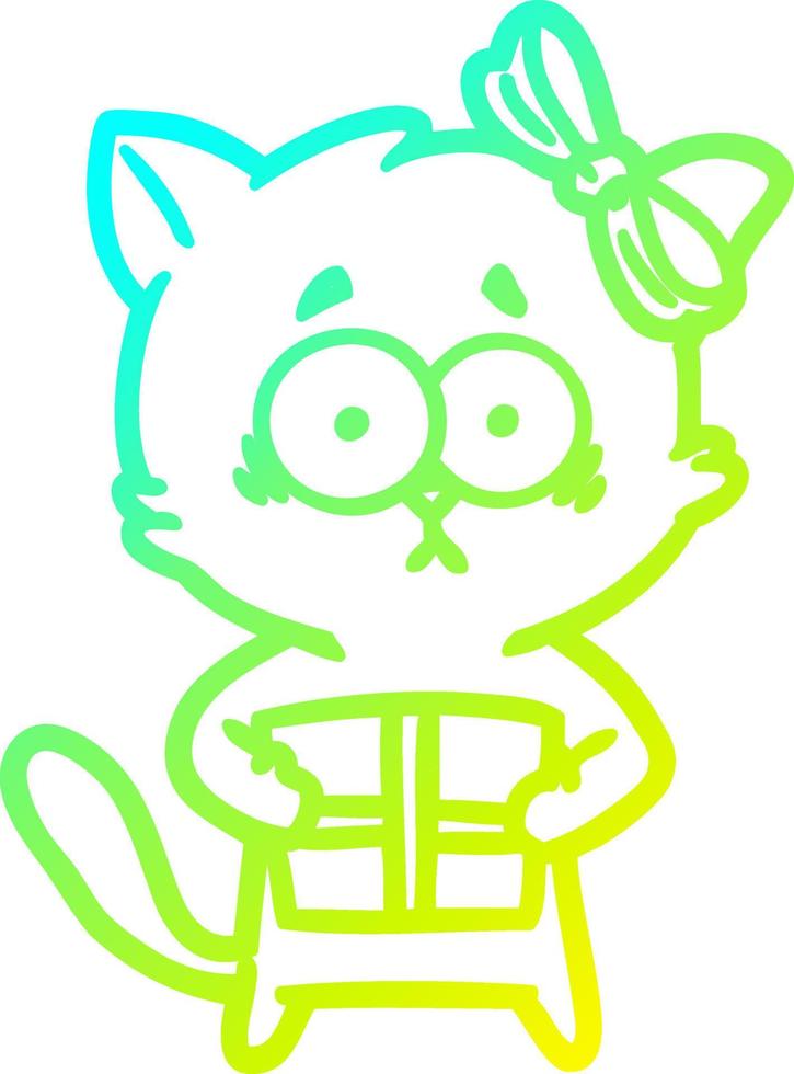 cold gradient line drawing cartoon cat vector