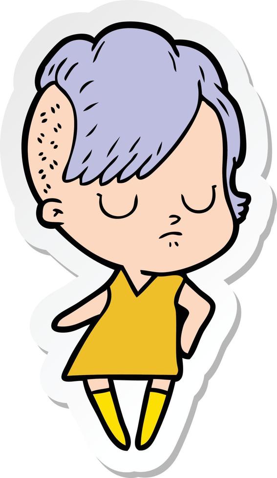 sticker of a cartoon woman vector