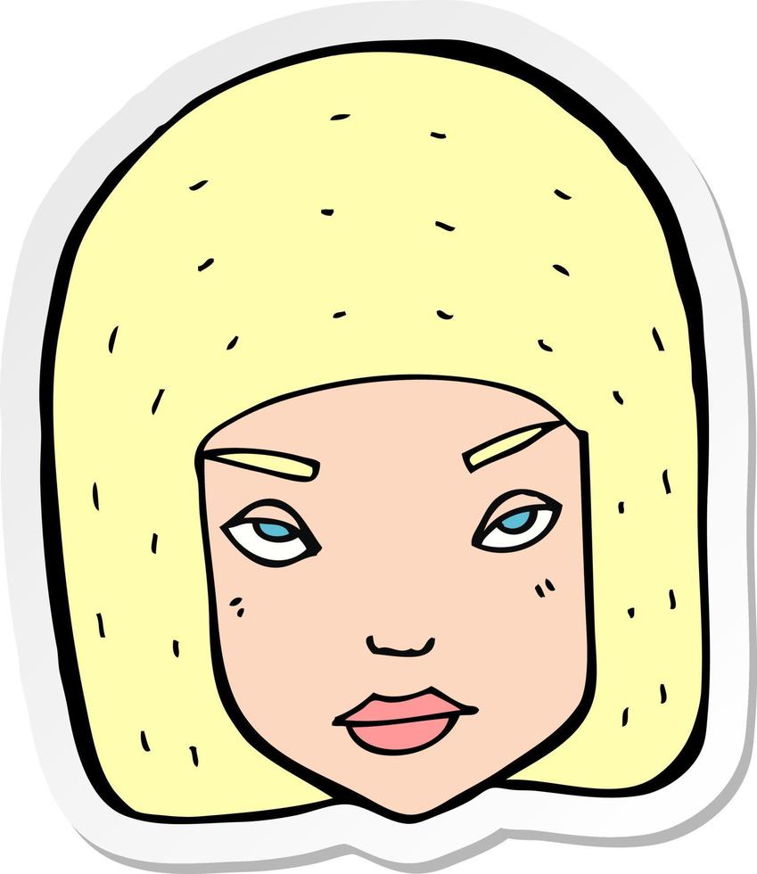 sticker of a cartoon annoyed female face vector